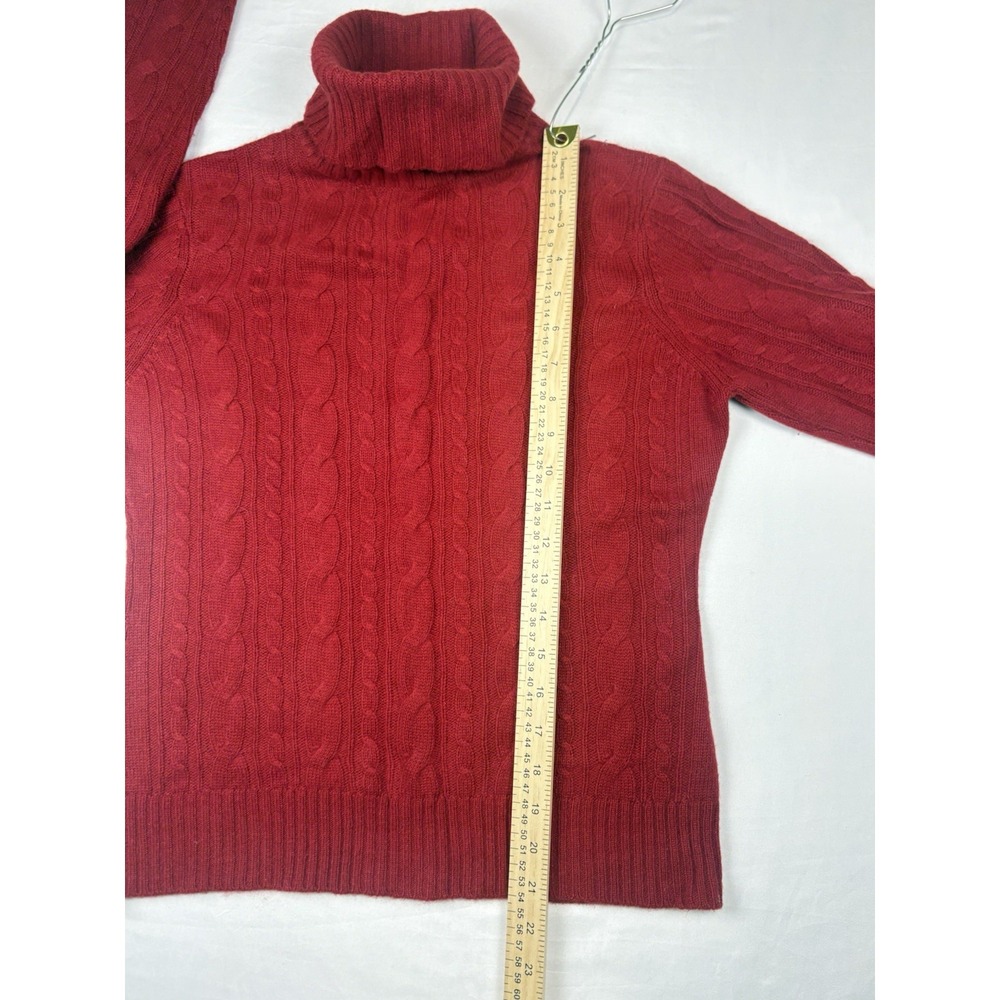 Keira 2ply 100% Cashmere Cable Knit Pullover Turtleneck Red, Women's Small - Picture 7 of 13